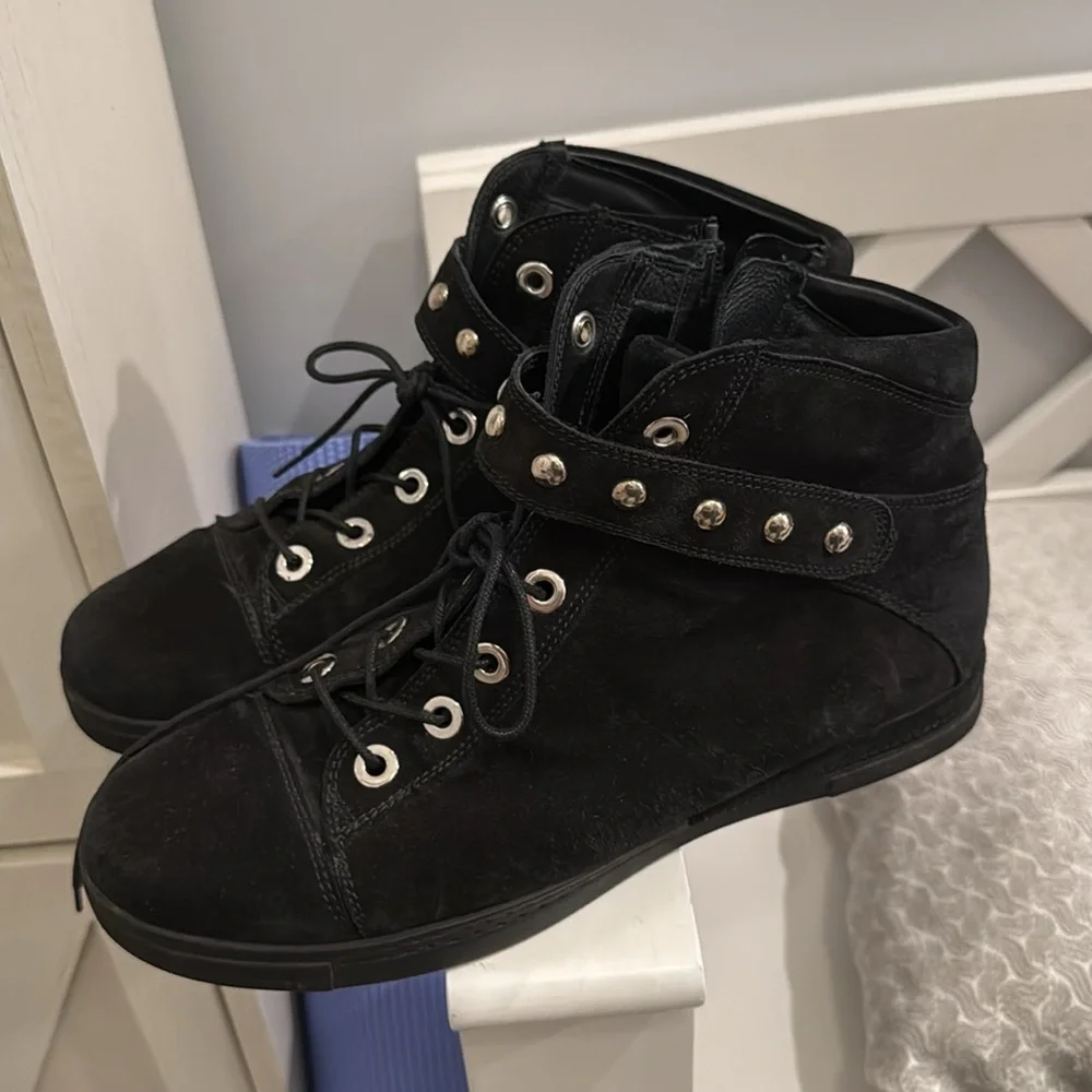 Stuart Weitzman Shotput Studded Suede High Top Sneakers - Picture 8 of 8